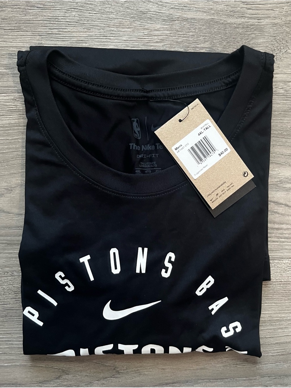 Nike Men’s Black Pistons Basketball Dri-FIT long sleeve tee.